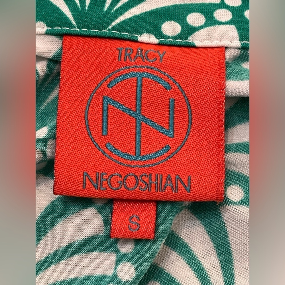 TRACY NEGOSHIAN Green Geometric V-Neckline Dress Small - Picture 8 of 9